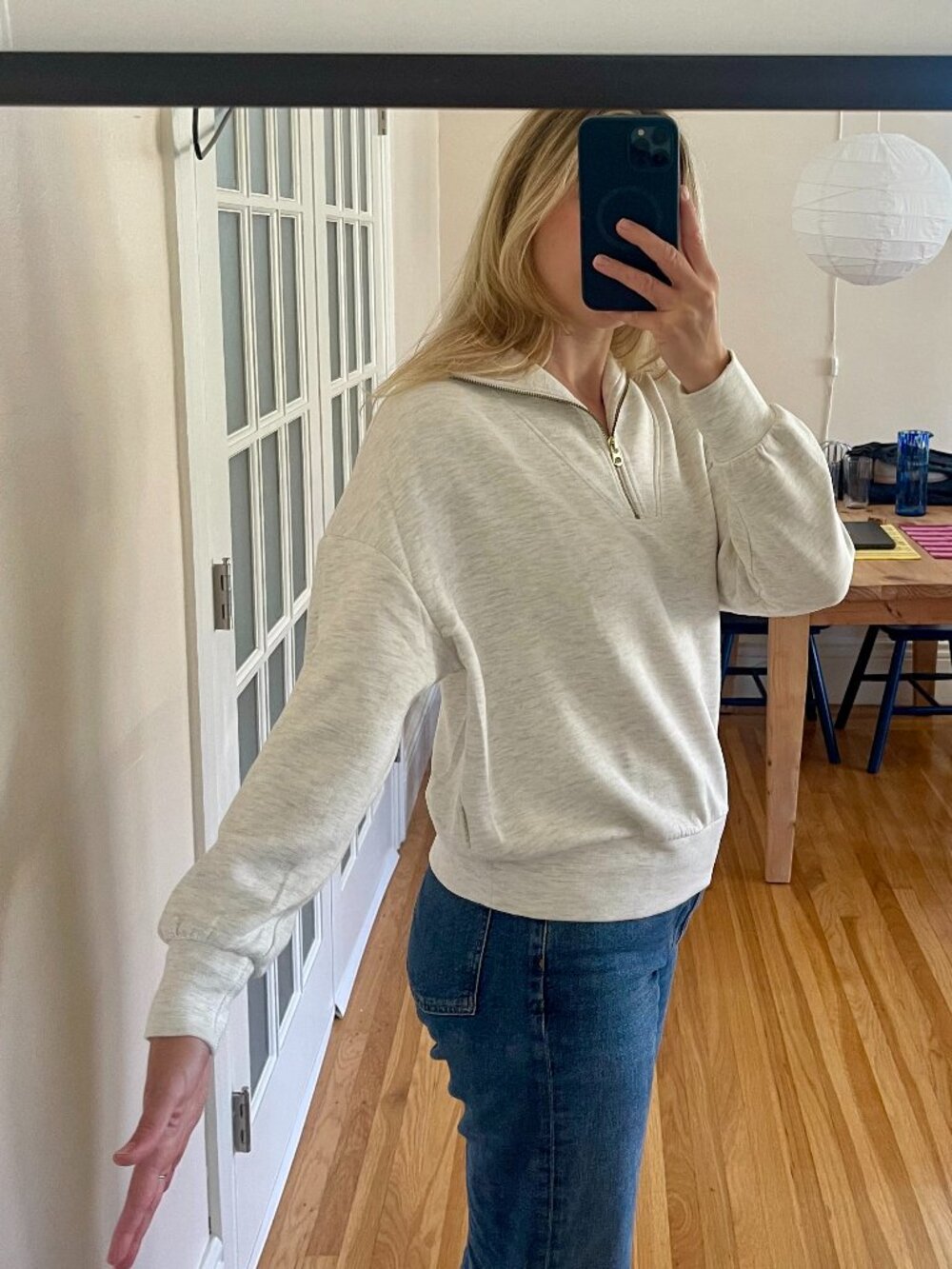 Varley Hawley Half-Zip Sweat - Ivory Marl - Picture 3 of 8